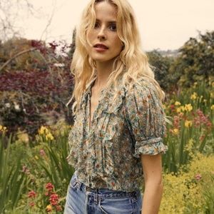 DOEN Selma Top - Sarcelle Tasha Garden - XS - EUC